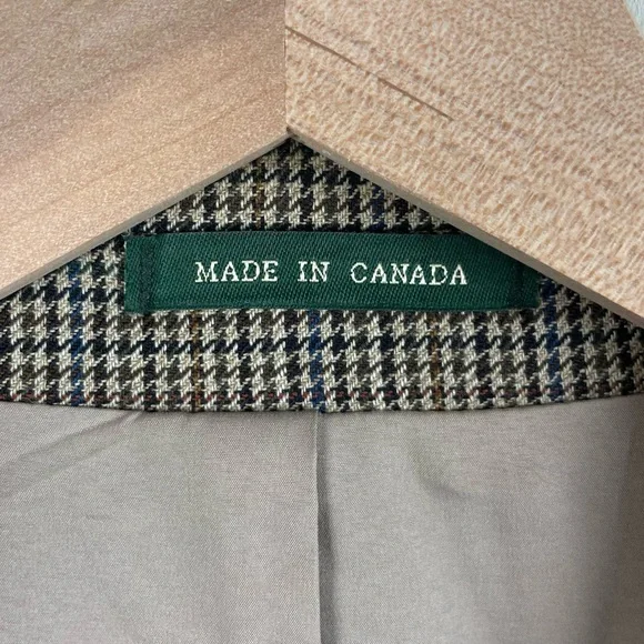 Vintage 90s Lauren Ralph Lauren Men's Wool Blazer Size 46XL Beige Houndstooth